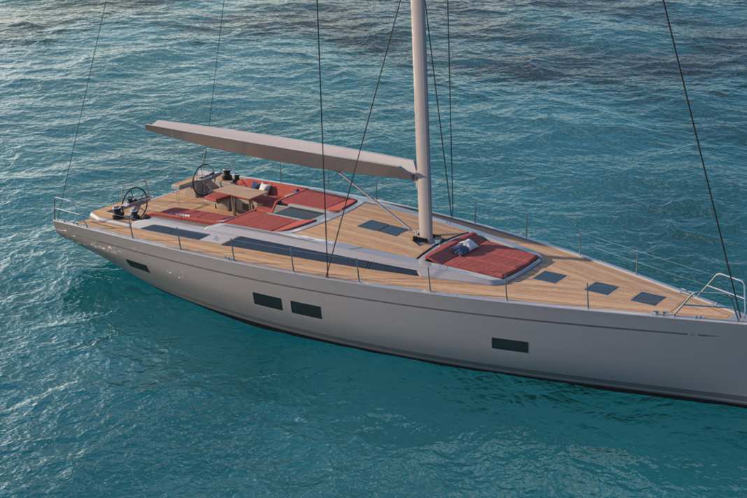 Lange und gestrecke Linien, relativ wenig Freibord, flacher Kajütaufbau. Die Linien der Grand Soleil 52 Performance sind aufregend schön.