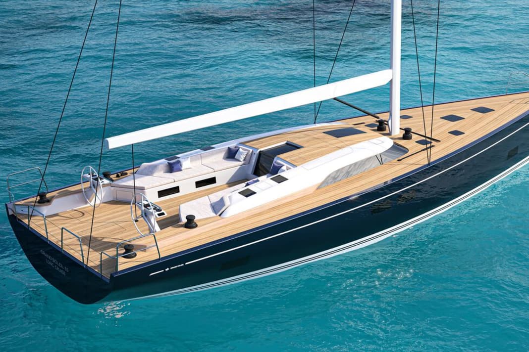 65 Lunga crociera. Con il bompresso, il crack di Polli misura 21,60 metri.