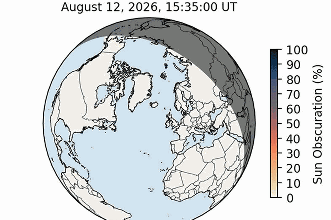 Verlauf der Sonnenfinsternis am 12. August 2026.
