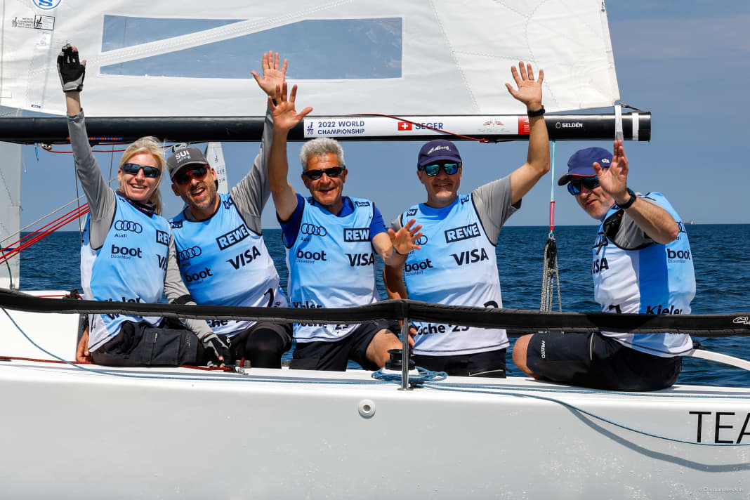 The Swiss J/70 winning crew around helmsman Stefan Seger