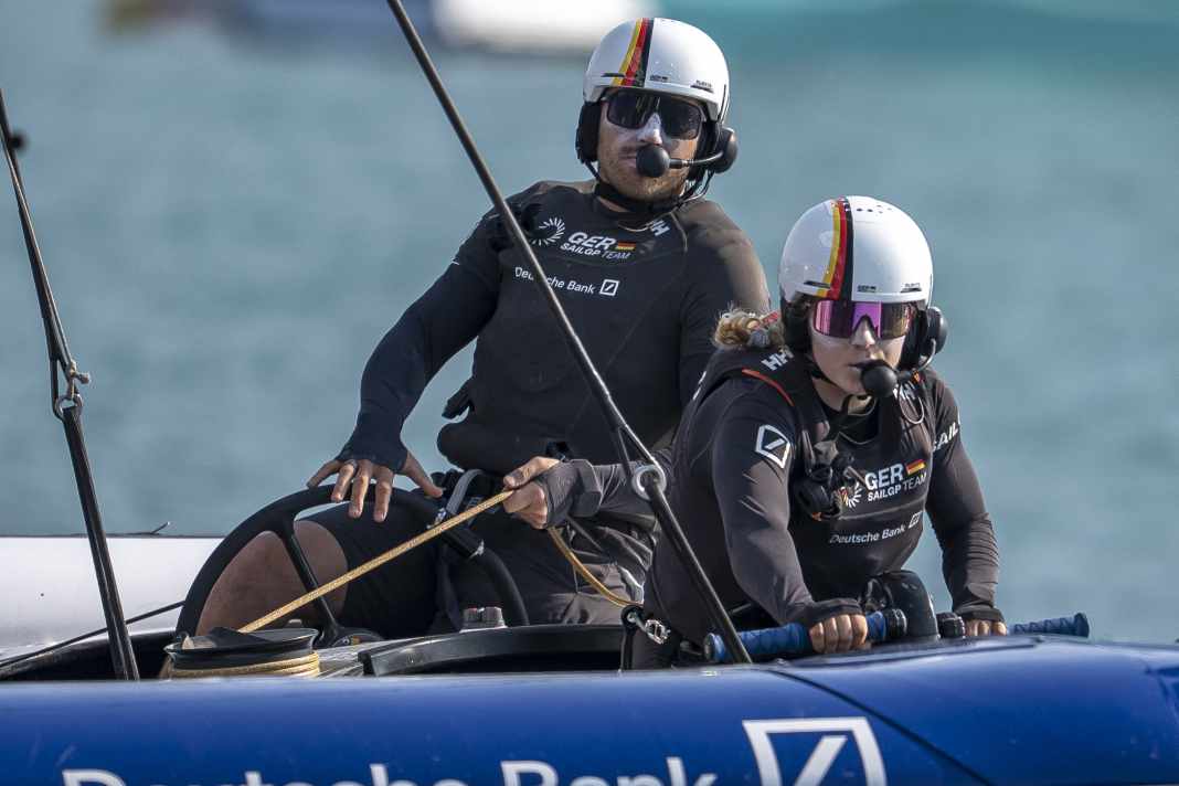 Team Germany's helmsman Erik Kosegarten-Heil and strategist Anna Barth.