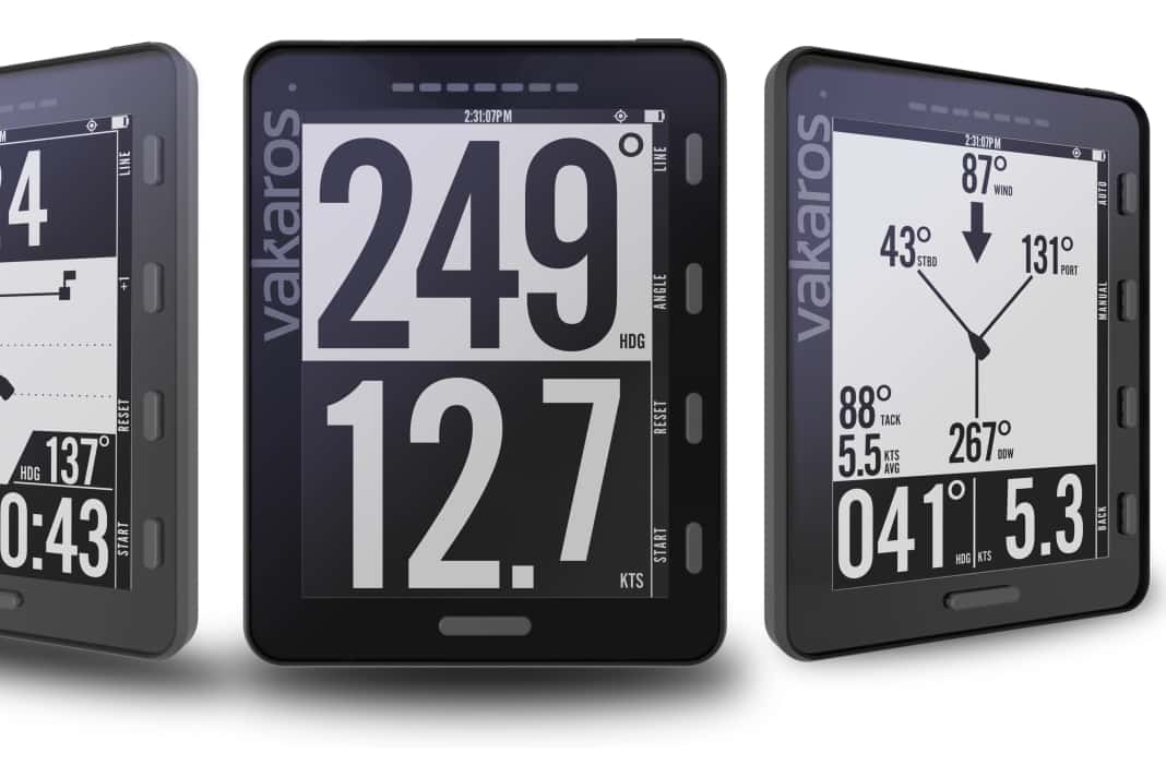 The Vakaros regatta instrument is also ideal for small boats that do not have a power supply and instrument system on board. In addition to course and speed over ground, it can also offer regatta functions