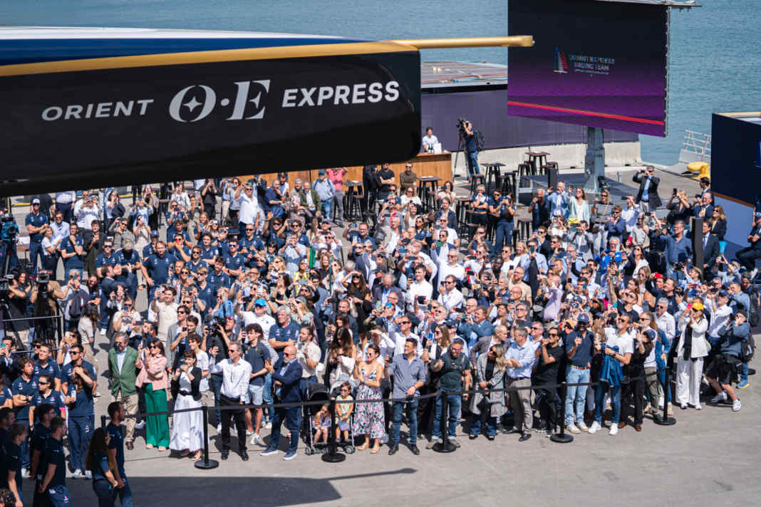 The French Orient Express Racing Team celebrated the christening of the new AC75 with the team, families, friends, supporters and partners