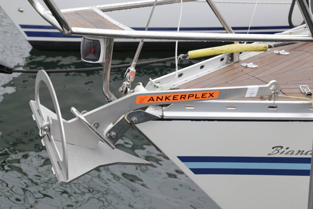 The stainless steel version on the bow of our test boat