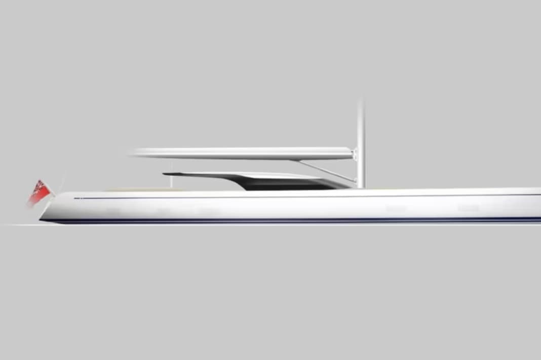 So sieht sie aus, die größte Swan der Geschichte. Baunummer 1 der 44 Meter lange Alu-Slup wird in Holland geschweißt und von Designer Malcolm McKeon in Form gebracht. | Rendering: Nautor