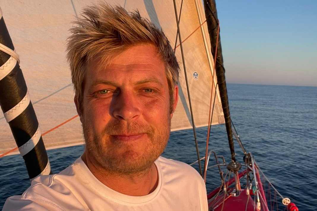 Oliver Heer on board during the Transat race ...