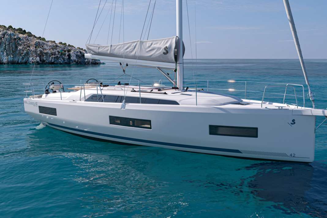 Die vielen und großen Fensterflächen im Rumpf prägen die Optik der neuen Oceanis 42.