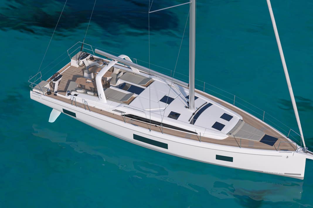 The mast is comparatively far aft. This enables a self-tacking jib as standard with a reasonably large sail area. The overlapping genoa is available as an option.