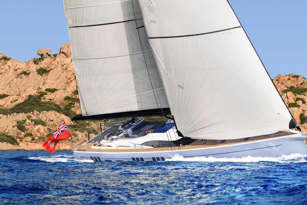 345 mètres carrés de surface de voile sur un mât s'élevant à 37 mètres dans le ciel assurent une bonne performance de navigation.
