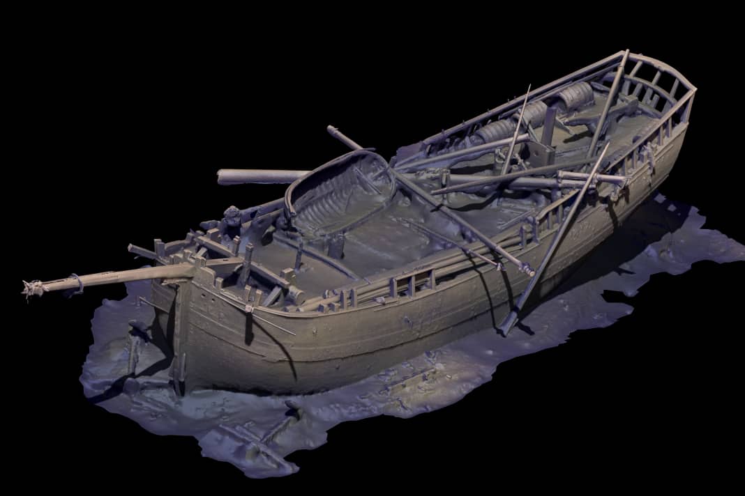 Virtual 3D image of a shipwreck, compiled from thousands of underwater photos