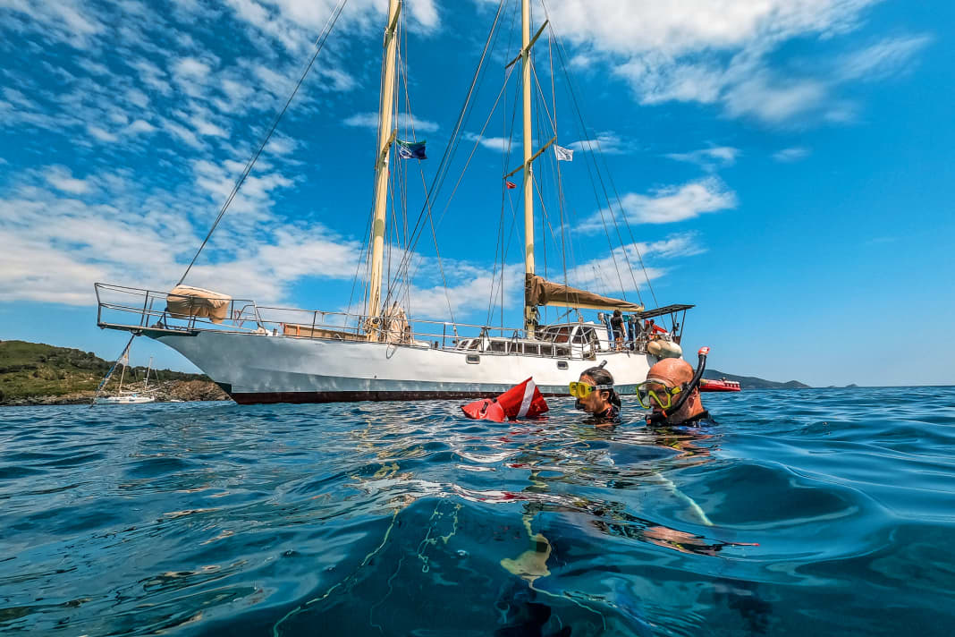 The "Waya Waya" has room for a dozen scientists who, like the skipper, are working on various marine conservation projects