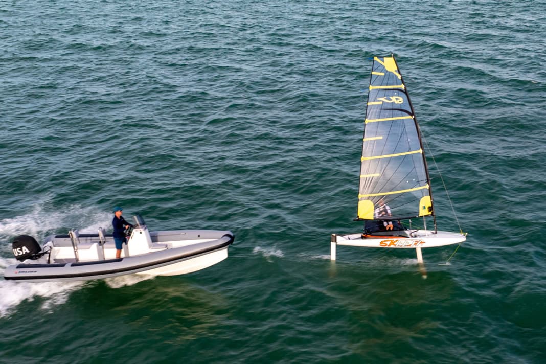 Das neue Schlauchboot von Melges im Trainingseinsatz