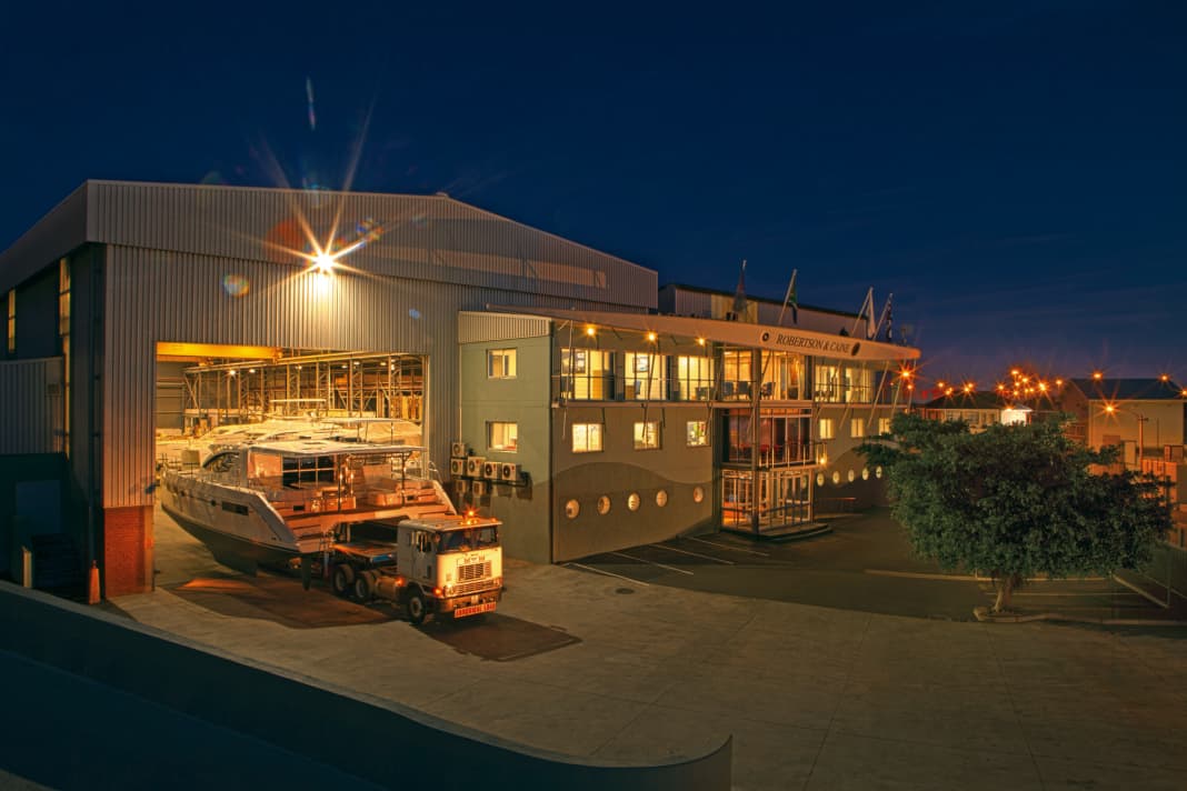 Leopard 50 ready for test-rigging.  Road transport to the harbour can only take place at night due to the enormous width