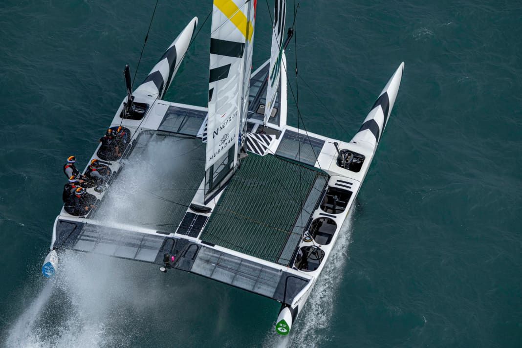 Aus der Vogelperspektive: das Germany SailGP Team bei seiner Premiere in Chicago