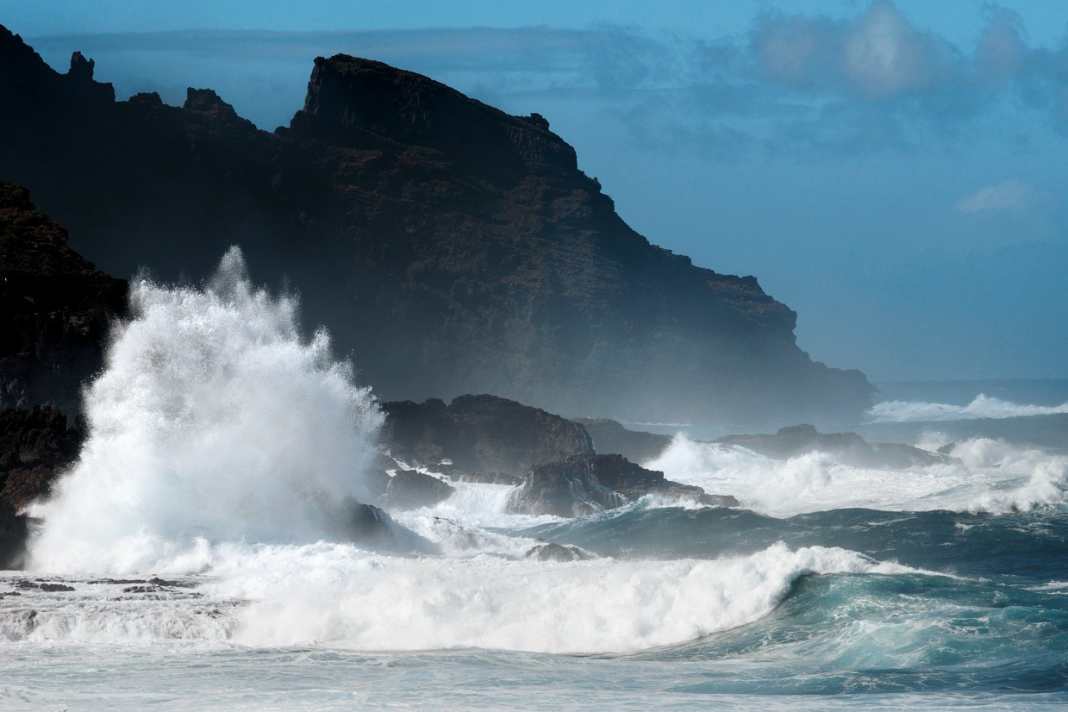 Wild Atlantic Ocean in the north of La Palma near La Fajana.