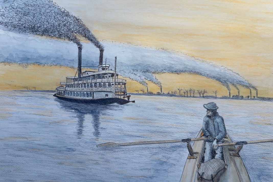 Mächtige Schaufelraddampfer prägten das Bild auf Ohio und Mississippi.