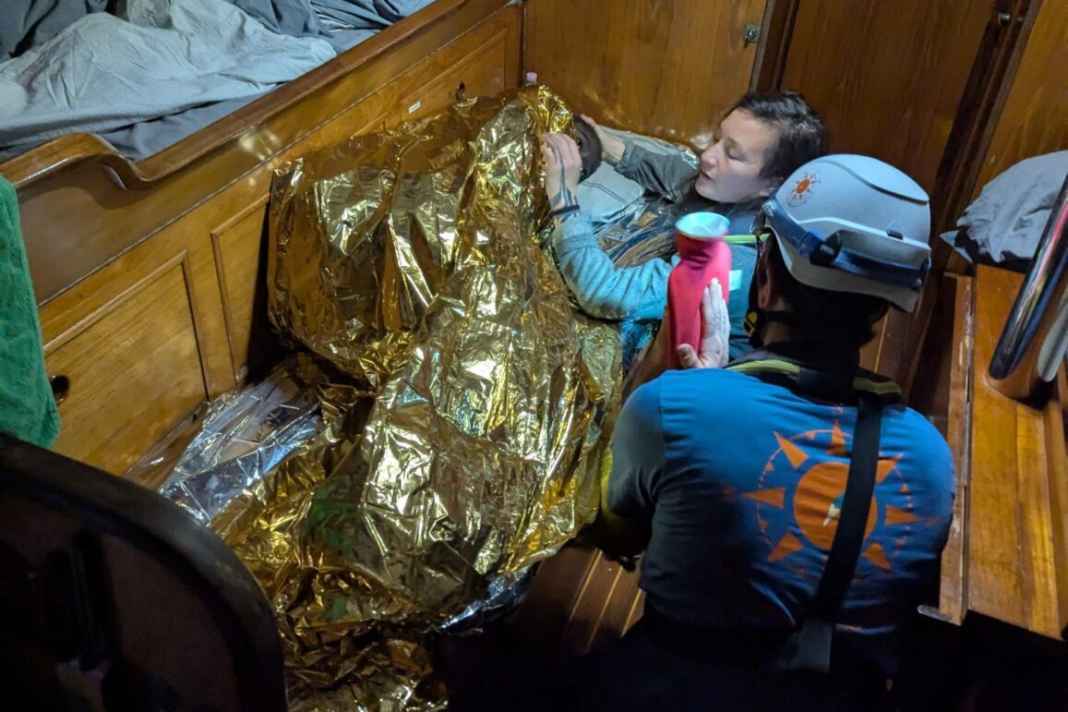 The rescued girl was given emergency care on board