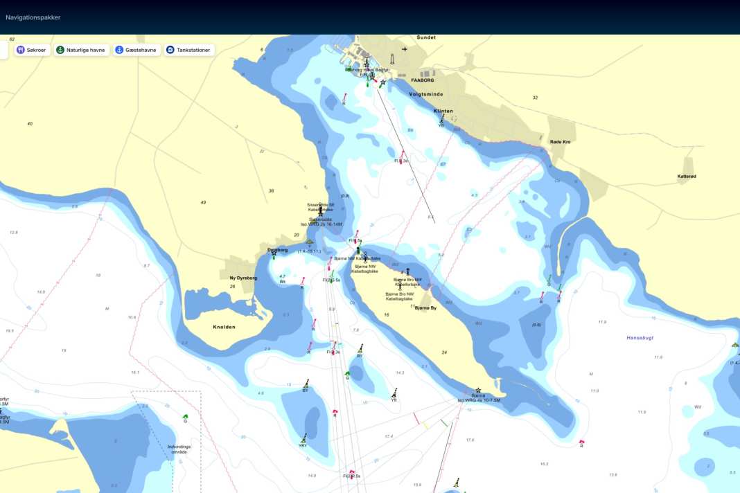 La mer du Sud danoise près de Skippo, malheureusement la version gratuite ne permet pas de planifier un itinéraire.