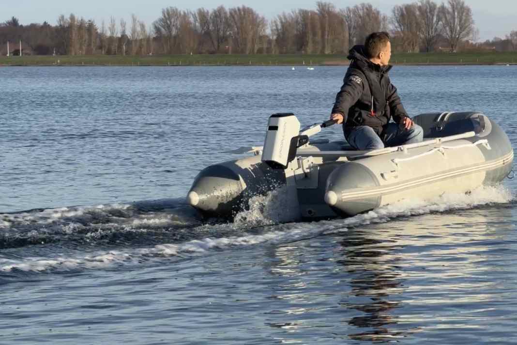 The new Spirit 2 being trialled on the Kiel Fjord, the engine also allows planing.