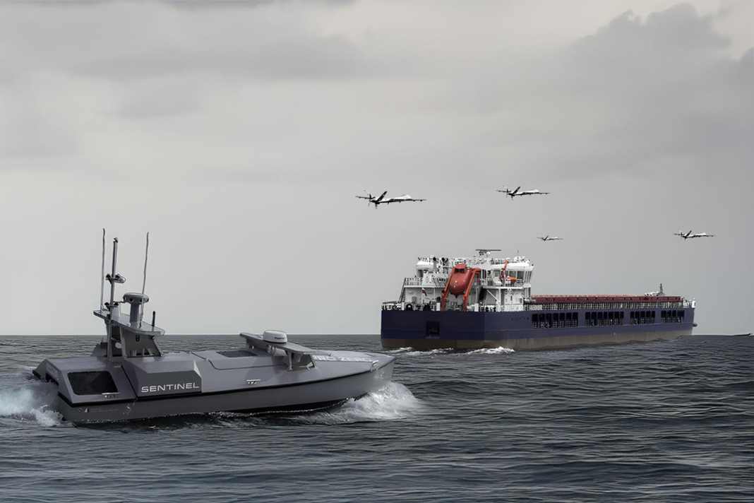 The water drone in planned use (photomontage).