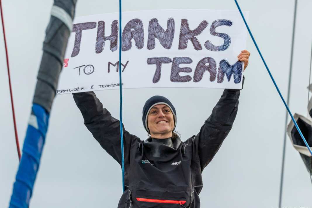 Not without my team: Justine Mettraux thanked the team behind her again and again after her formidable solo around the world.
