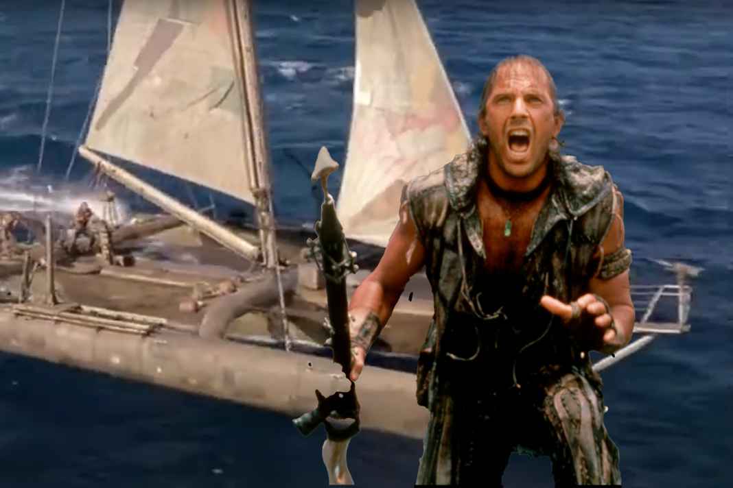 Kevin Costner as "Mariner" and the racing version of the trimaran