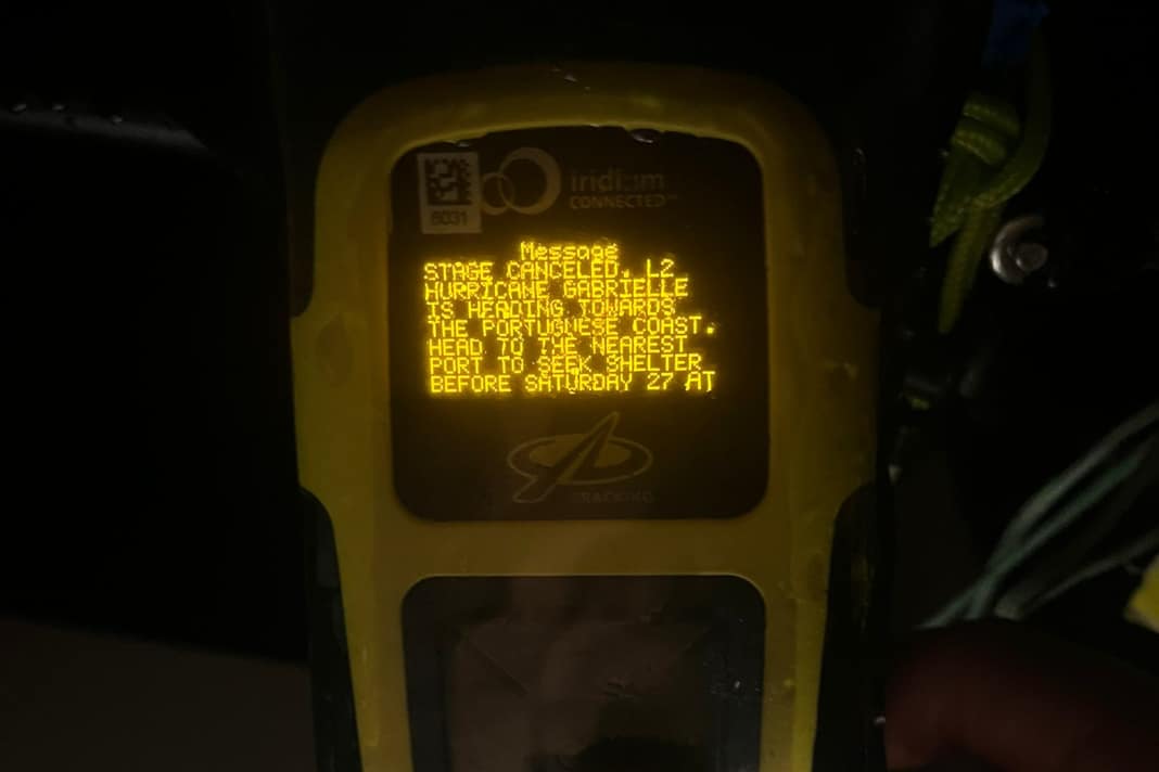 Die Nachricht der Rennleitung zum Etappenabbruch.