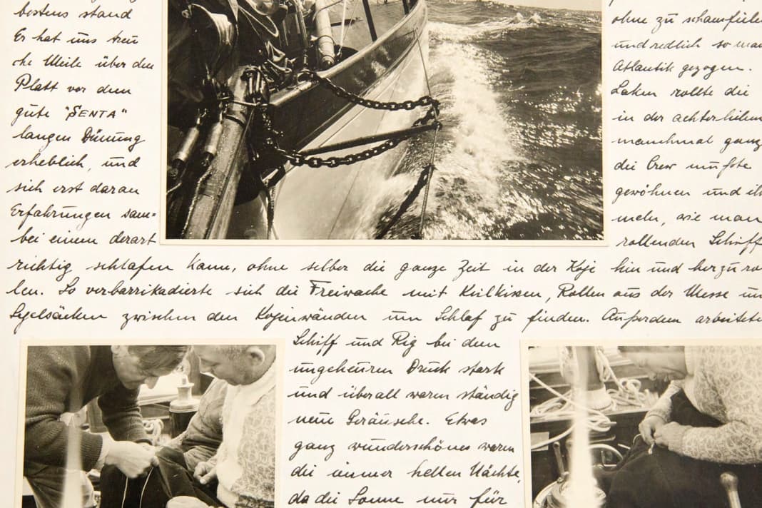 In the post-war period, this documentation of a sea voyage on board the "Senta" was handwritten and illustrated with photos of everyday life on board