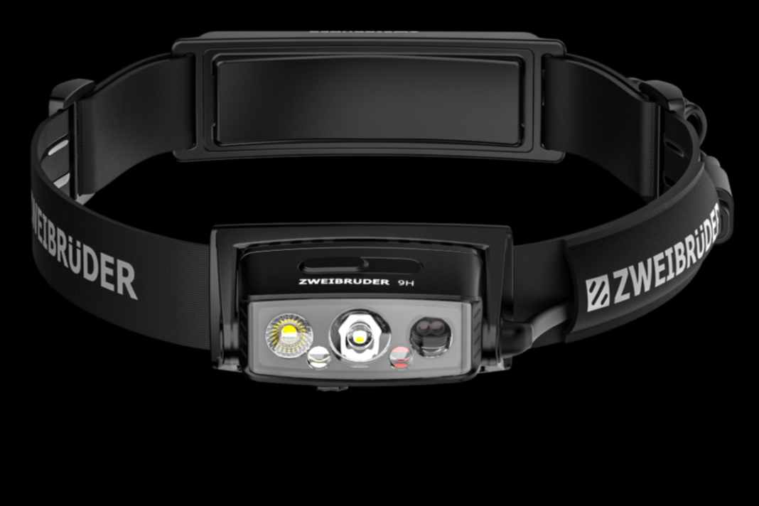 La lampe frontale ZB9H adapte automatiquement l'intensité lumineuse et la largeur du faisceau pour l'éclairage de proximité ou l'éclairage longue distance.