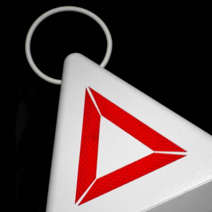 The anchor buoy is 53 centimetres high and fitted with reflective strips