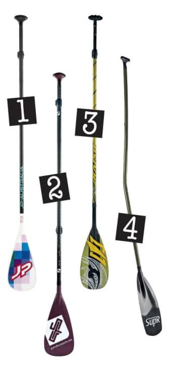 1 women's paddle | 2 GTS three-piece paddle | 3 wave paddle | 4 men's paddle