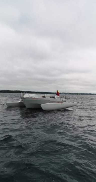   Had to give up after breaking his mast early: Tobias Eichenauer with the "Kwatscheule"