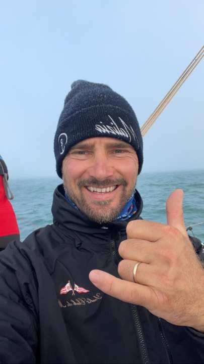   In good spirits shortly before the start: Boris Hermann on board the "Seaexplorer - Yacht Club de Monaco"