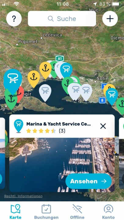   Attualmente, Navily si concentra ancora sul Mediterraneo, dove sono elencati numerosi porti.