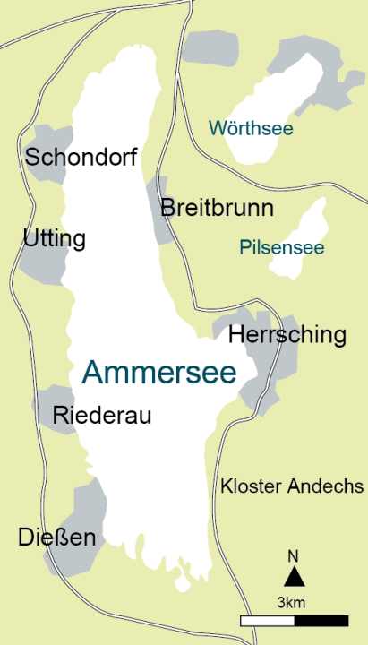 Despite its proximity to Munich and its great attractiveness for tourism, the Ammersee has retained its relaxed unspoilt character. It is still almost undeveloped on its southern shores