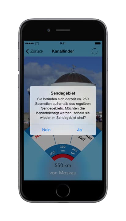   Se lo si desidera, è possibile ricevere una notifica automatica non appena si torna nell'area di trasmissione.