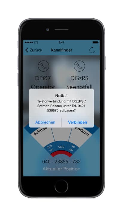   The emergency call button can be used to connect to either Delta Papa 07 or the DGzRS