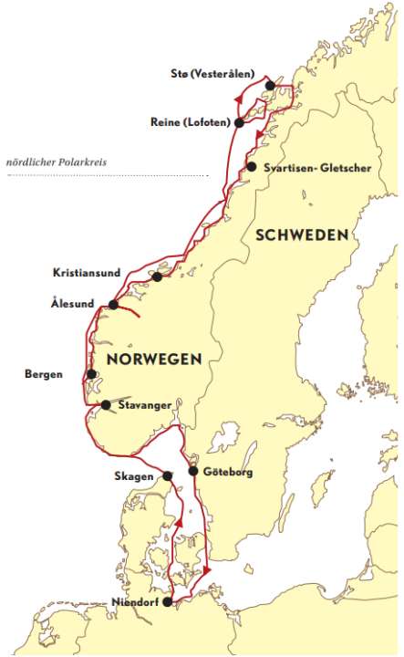 Northwards: This is where the musician sailed