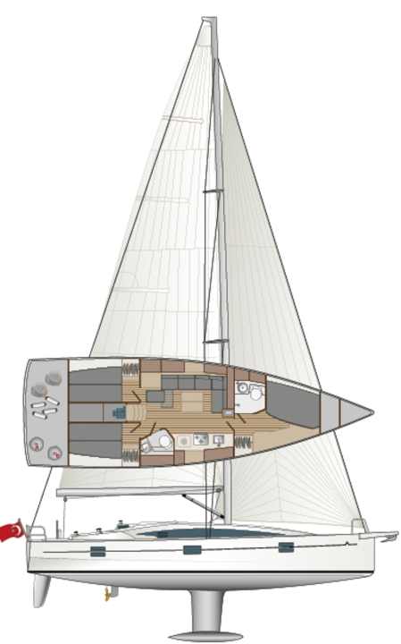 Sporty attitude: high mast, T-keel and two rudder blades. The bowsprit is an option, as is the second wet cell | Drawing: N. Campe