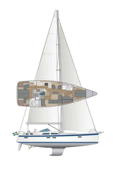 Beaucoup d'espace, beaucoup de luxe, sur demande beaucoup de surface de voile pour le Hallberg-Rassy 50