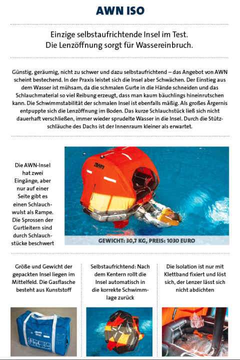 Life rafts in the test