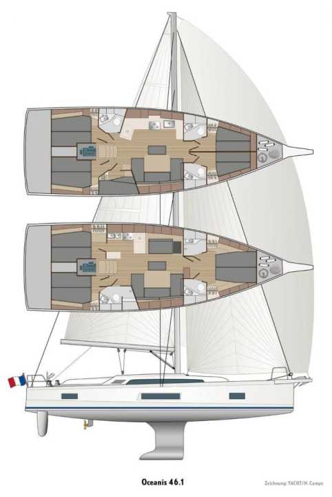   Dessin des fissures de l'Oceanis 46.1
