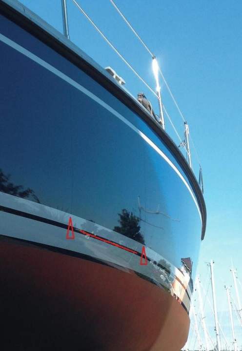 The film is barely visible, but is located in the area of the red marking