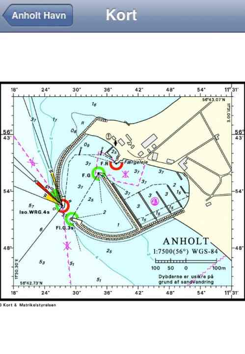   The harbour plan is taken from the official Danish nautical charts and can be enlarged