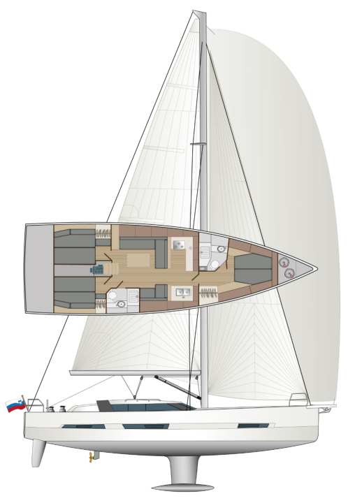 Mis en place. L'aménagement avec trois cabines et deux salles d'eau est standard au départ du chantier naval.