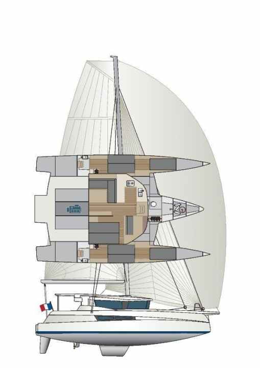   Crack drawing of the trimaran Neel 47