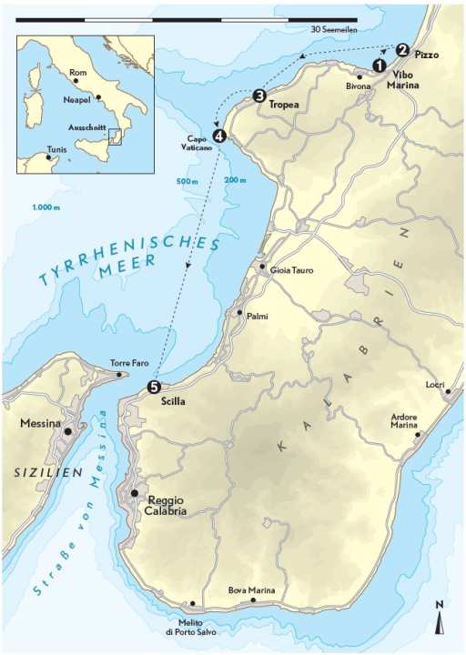 Karte der kalabrischen Westküste.