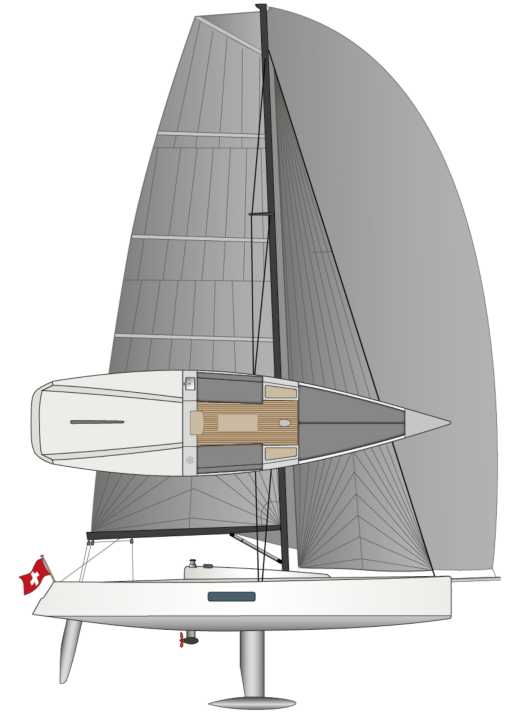 Linee sottili, appendici profonde e un armo alto con molta potenza. È particolarmente adatto ai laghi e alle vie d'acqua interne | Disegno: YACHT/N. Campe