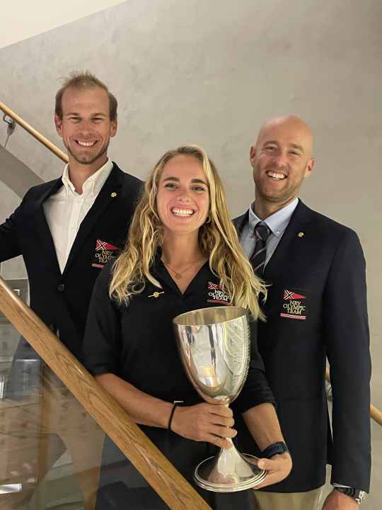 Three NRV world champions in one go: iQFoil windsurfer Sebastian Kördel and Luise Wanser with 470 Mixed foresailor Philipp Autenrieth