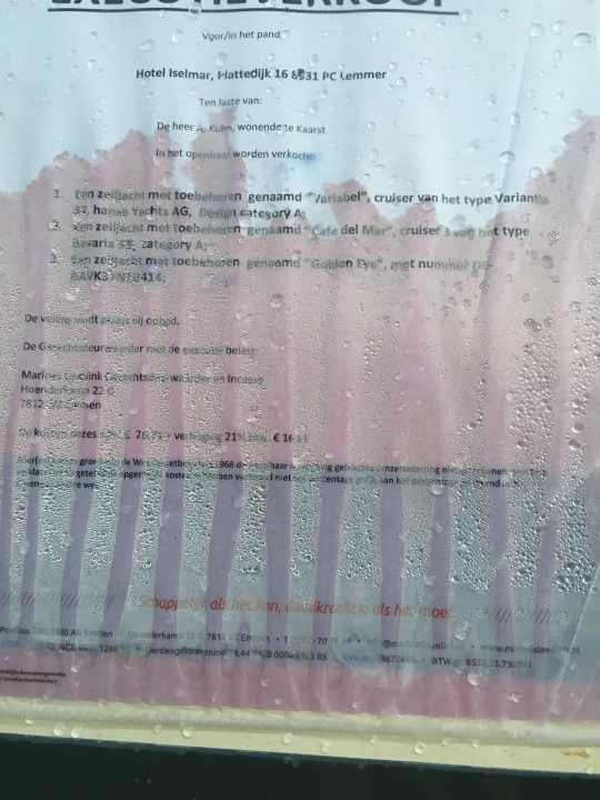   Announcement of the forced sale of a Thinius boat in Lemmer